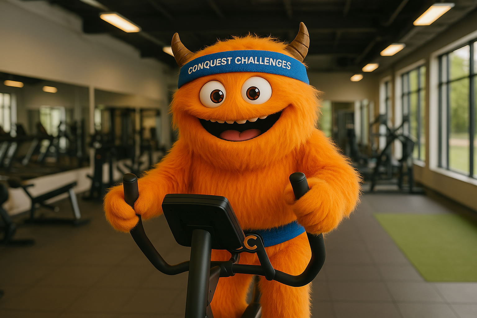 Gym Conqi at the gym on cross trainer